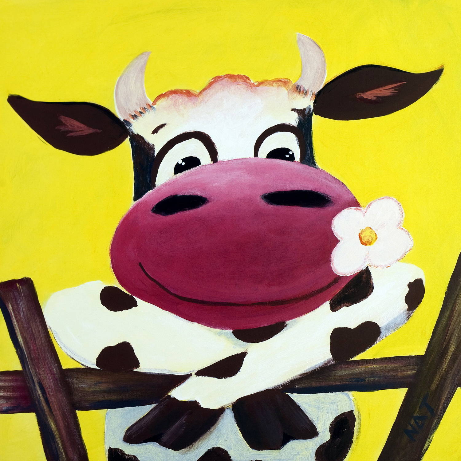 Идеи рисунка на холсте корова мультик