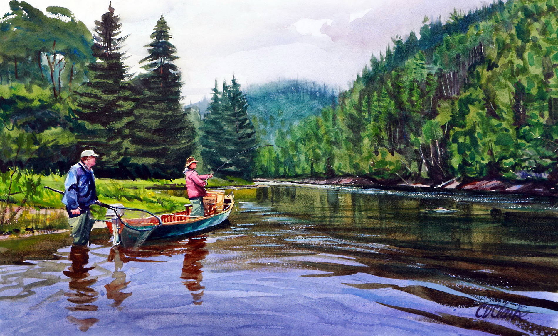Картина Рыбак на озере