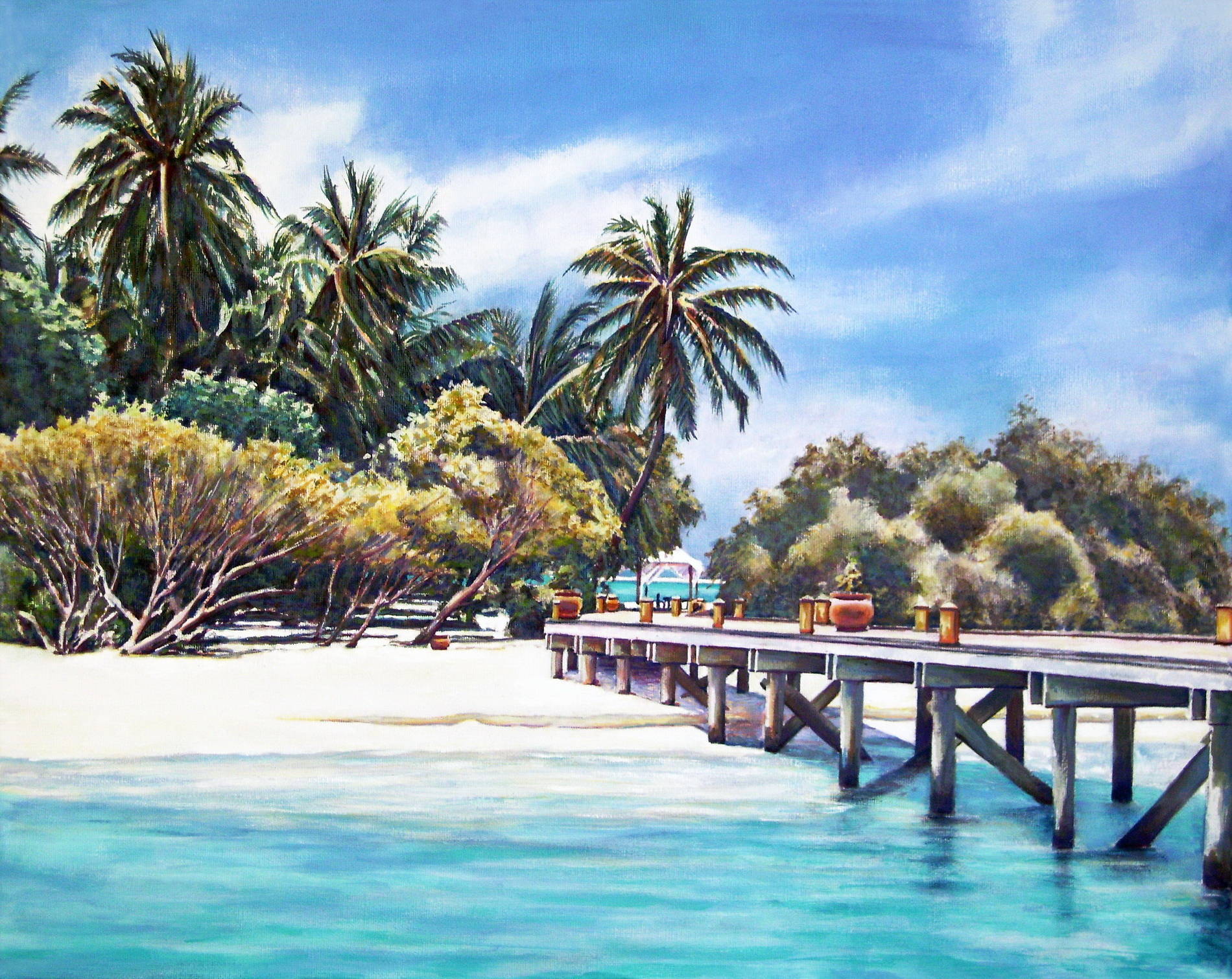 Пейзаж живопись Мальдив