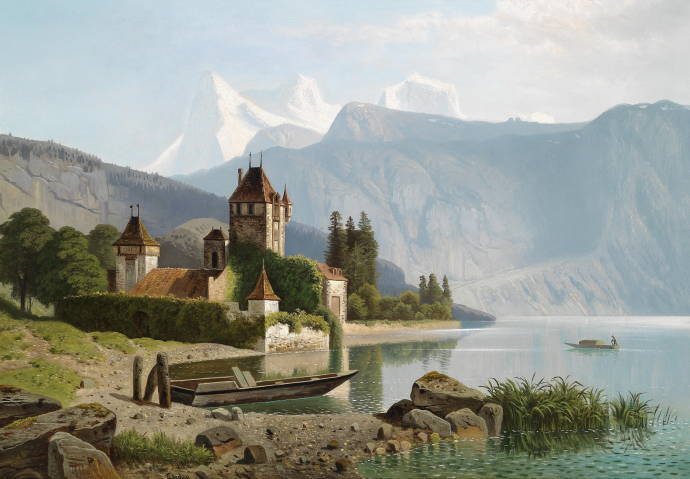Вид замка Оберхофен на озере Фан / Вильгельм Теодор Нокен - Wilhelm Theodor Nocken