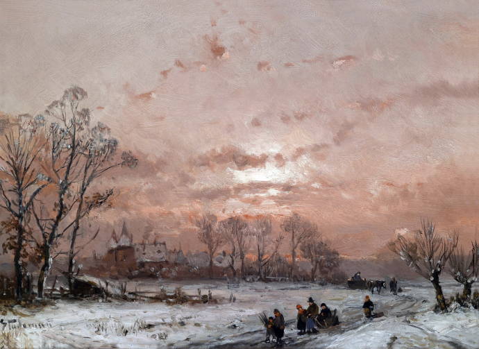 Зимний пейзаж на закате / Адольф Стейдман - Adolf Stademann