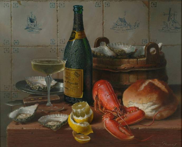 Устрицы, шампанское и лобстеры на столе / Брайн Дэвис - Brian Davies