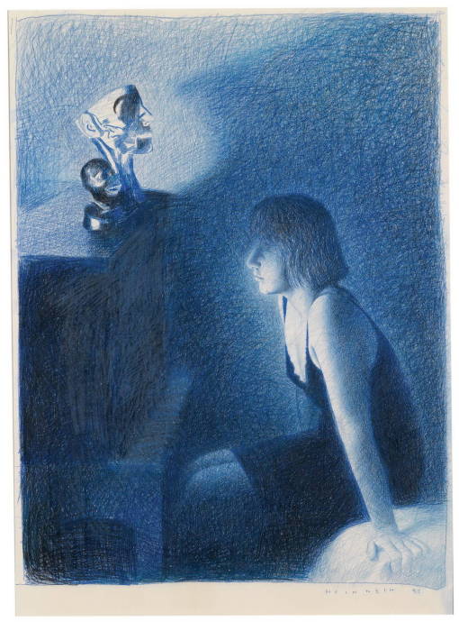 Девушка на кровати ночью / Готтфрид Хельнвайн - Gottfried Helnwein